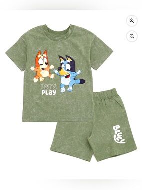 Bluey Vintage Wash Drop Shoulder T-Shirt & Shorts Outfit Set Kids